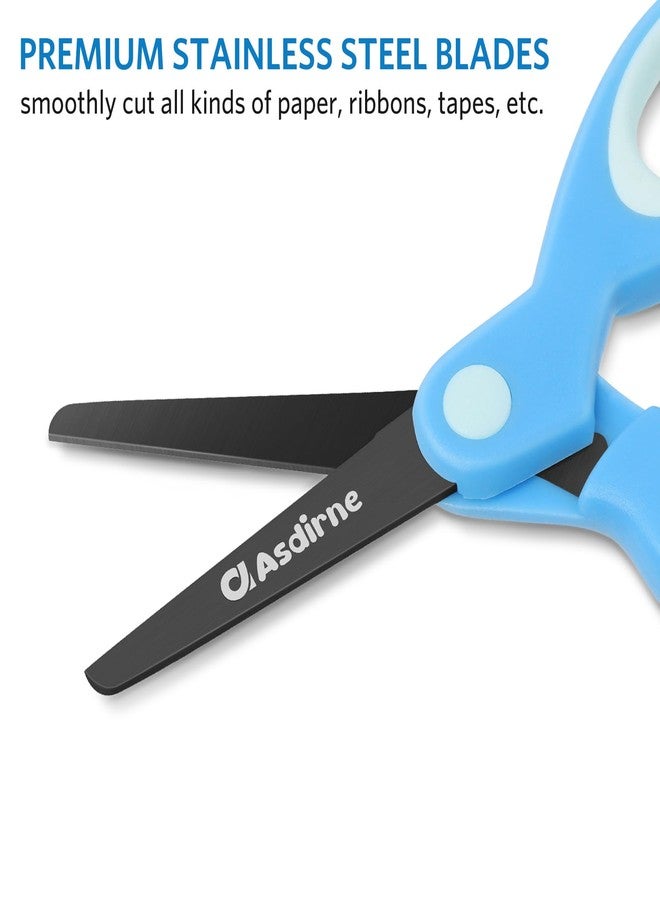 Asdirne Kids Scissors, Safety Children Scissors, Craft Scissors with Blunt Tip Stainless Steel Blades and Soft Grip, Great for Home and School,13.5cm, Blue - Image 5